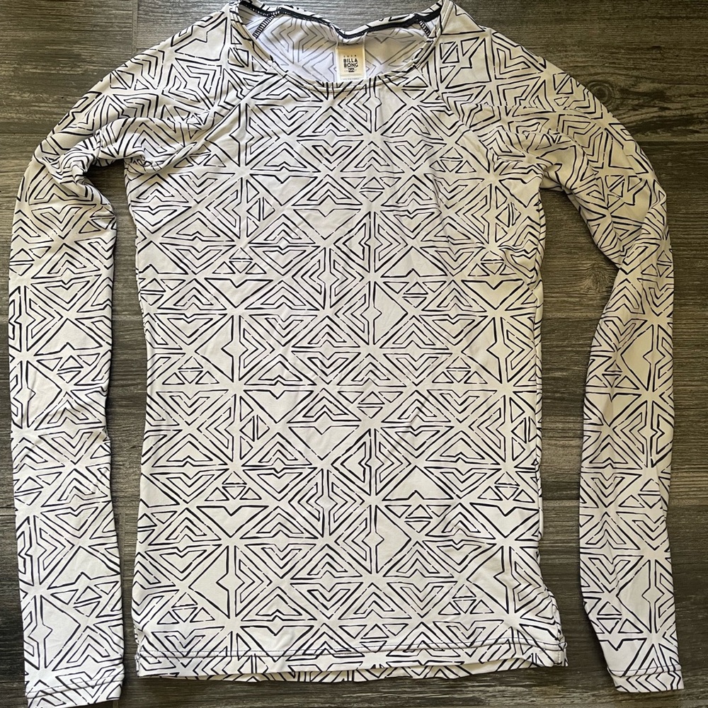 Billabong Swim Shirt Rashguard Small Black White